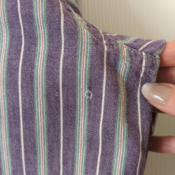 L.L. Bean 90's Vintage Classic Striped Long Sleeve Button Down Shirt Purple XXL - Picture 6 of 12